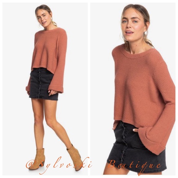 🔥Roxy Sorrento Shades Flared Sleeve Sweater NWT - Picture 4 of 8